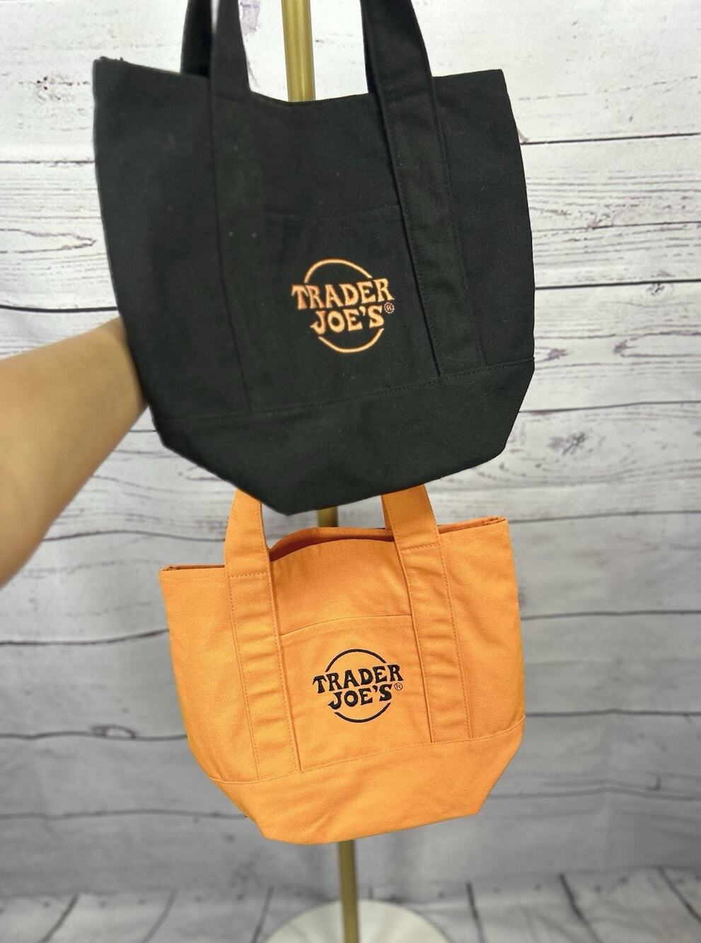 Trader Joe’s Mini Canvas Tote Bag Bundle Orange Black Halloween Trick or Treat